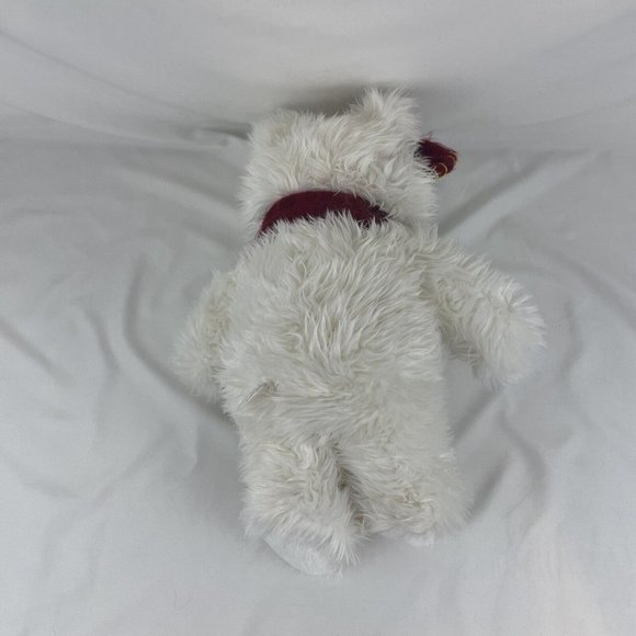 Main Joy Limited White Christmas Teddy bear 15” Plush Scarf & Bow Long Fuzzy Fur - Picture 7 of 7
